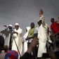 Mahmoud Dicko addresses a crowd in Bamako on June 5