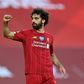 Liverpool forward Mohamed Salah celebrates scoring against Crystal Palace