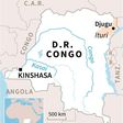 Map locating the area of a massacre in the territory of Djugu, in the Democratic Republic of Congo