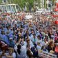 Thousands of Tunisian public health workers protested in front of the health ministry in the capital Tunis
