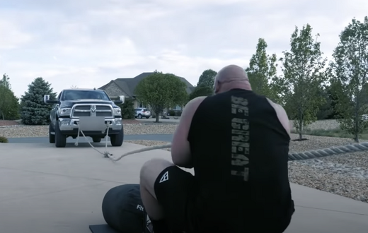 Brian Shaw Shares a Driveway Truck Pull Video
