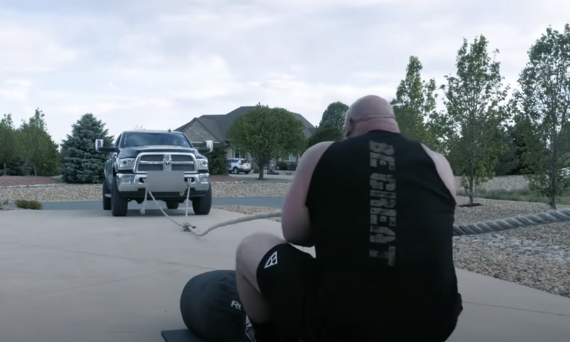 Brian Shaw Shares a Driveway Truck Pull Video