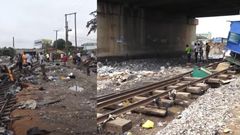VIDEO: Parts of newly-constructed railway washed away by floods