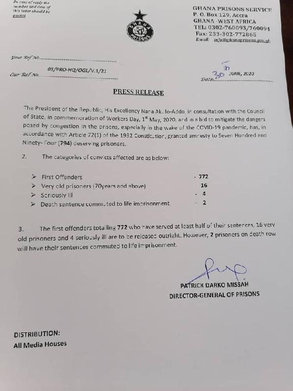 Amnesty letter