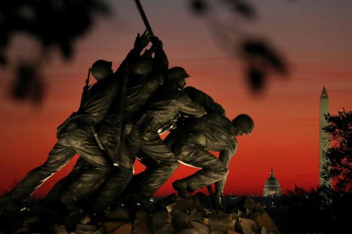 The Iwo Jima Memorial in Washington. World War II veteran Philip Kahn, who has died of the coronavirus at the age of 100, fought at the Battle of Iwo Jima