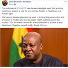 John Mahama's Facebook post