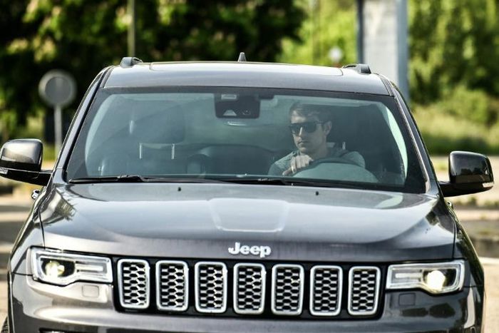 Welsh midfielder Aaron Ramsey arrives at Juventus' Continassa training ground in Turin