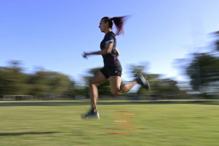 Mara Gomez trains with her team Villa San Carlos in La Plata, Argentina, on February 14, 2020
