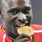 Champion: David Rudisha with his 800m gold medal at the 2016 Rio Olympics