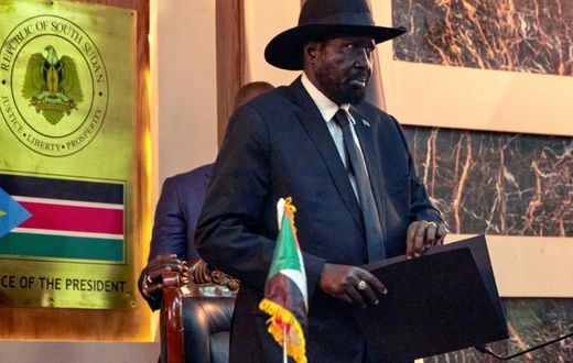 The UN has extended an arms embargo on South Sudan even though President Salva Kiir, seen here, and Riek Machar, the rebel leader who is now first vice president, have made a deal to form a unity government