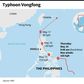Map showing the path of Typhoon Vongfong appoaching the coast of the Philippines on Thursday.
