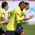 Ready for action: Lionel Messi and his Barcelona teammates are back in training
