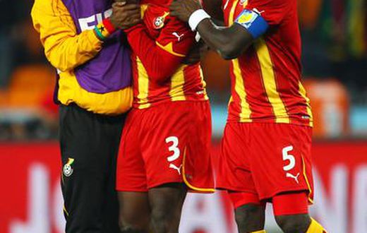 Asamoah Gyan could not hold back the tears after missing the penalty against Uruguay at the 2010 FIFA World Cup tournament