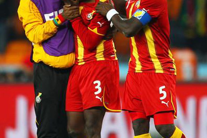 Asamoah Gyan could not hold back the tears after missing the penalty against Uruguay at the 2010 FIFA World Cup tournament
