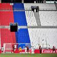 Quiet return: Lyon and Nice played a friendly in as empty stadium