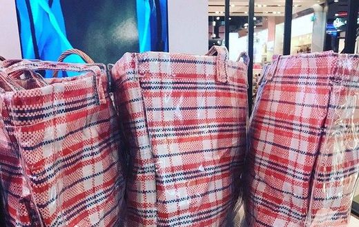The Ghana Must Go bags on display at the Topshop