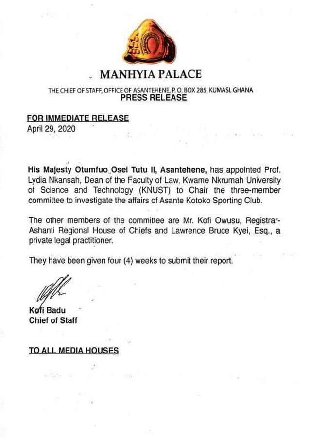Otumfuo's statement
