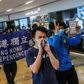 Pro-democracy protesters rally in a shopping mall in Hong Kong on June 12, 2020