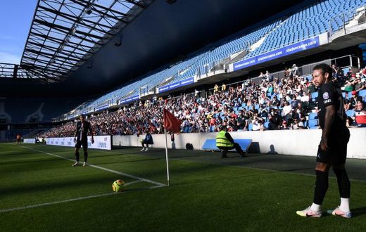 A limited number of fans got to watch PSG stars such as Neymar and Kylian Mbappe play at the Stade Oceane in Le Havre