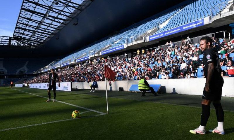 A limited number of fans got to watch PSG stars such as Neymar and Kylian Mbappe play at the Stade Oceane in Le Havre