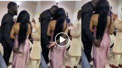 Groom captured in a video grabbing and playing with bride’s ass while pastor prays for them