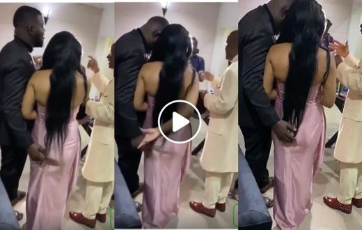 Groom captured in a video grabbing and playing with bride’s ass while pastor prays for them