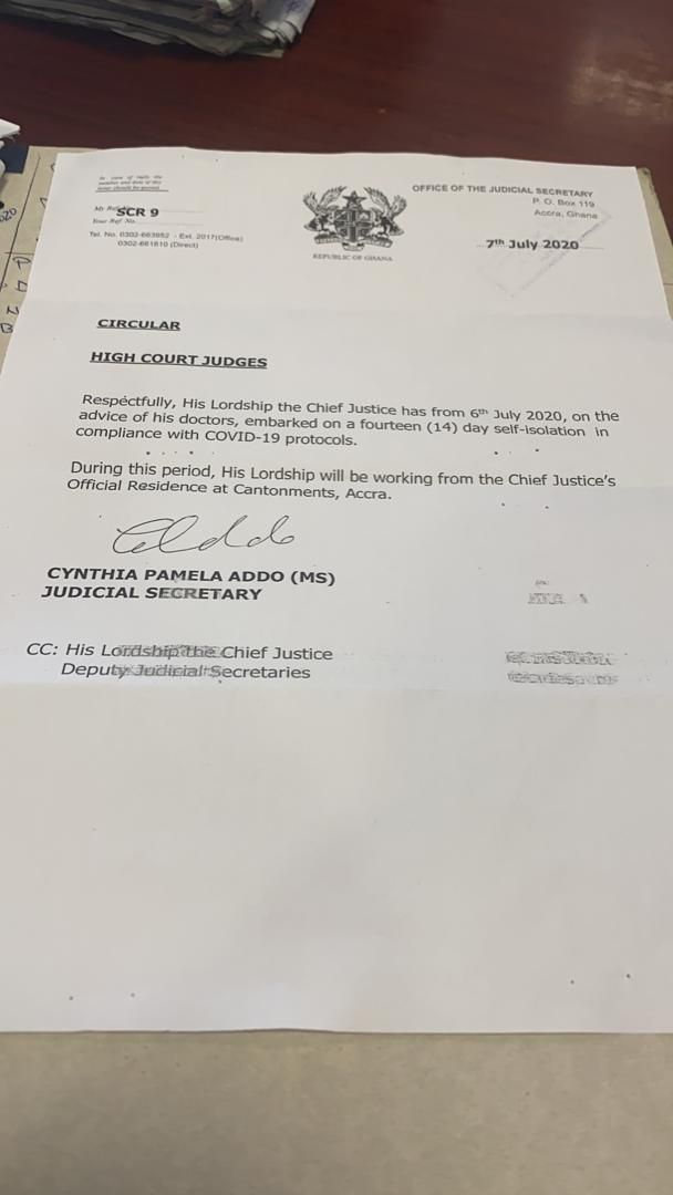 Letter from Judicial Secretary