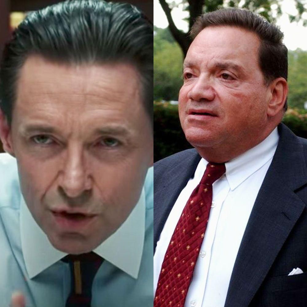 Hugh Jackman as Frank Tassone (left) vs. the real Frank Tassone (right)