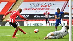 Sheffield United striker David McGoldrick scored in the win over Chelsea