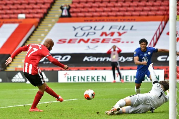 Sheffield United striker David McGoldrick scored in the win over Chelsea