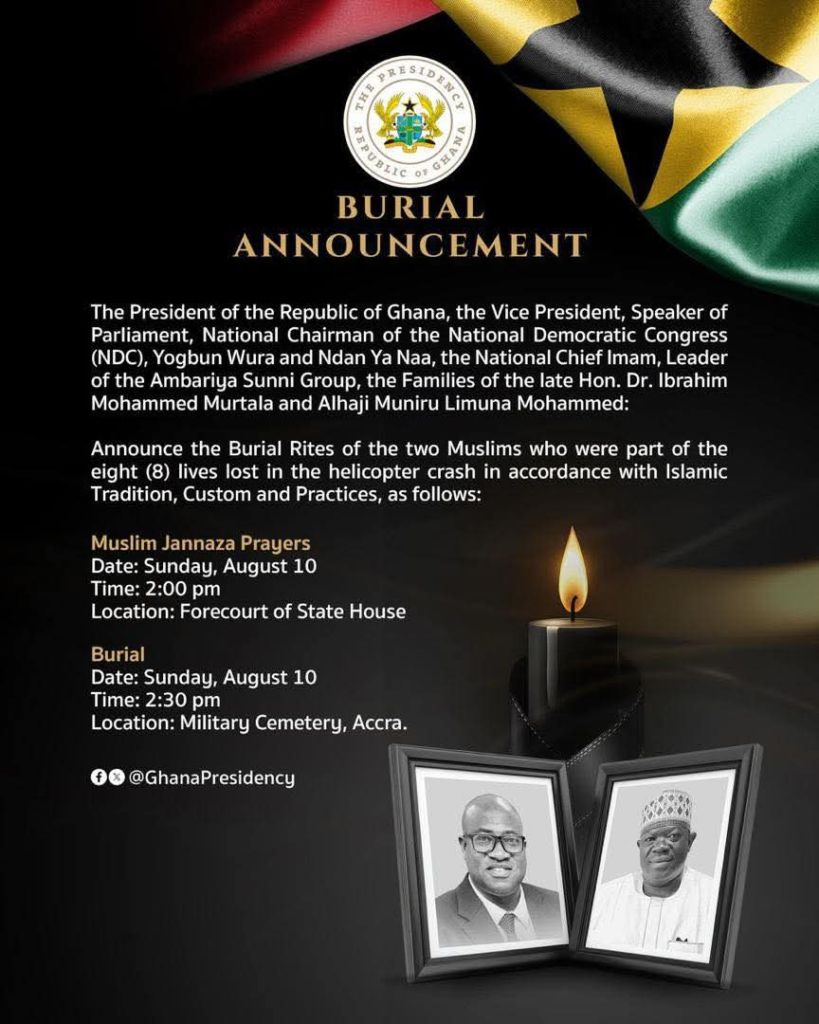 Helicopter Crash: Murtala Mohammed, Alhaji Muniru to be laid to rest today