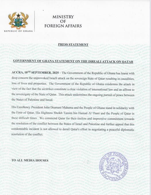 Ministry of Foreign Affairs statement