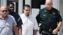 Kilmar Abrego Garcia, second from the right, leaves the Putnam County Jail on Aug. 22, 2025, in Cookeville, Tenn. | Brett Carlsen/AP Photo