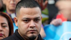 Kilmar Abrego Garcia attends a protest rally at the Immigration and Customs Enforcement field office in Baltimore, Monday, Aug. 25, 2025, to support Abrego Garcia.
Stephanie Scarbrough/AP
