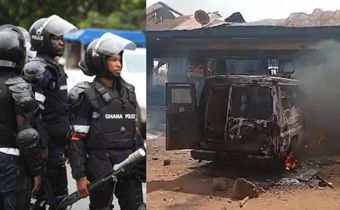 Police details why angry Ejura youth burn police station and vehicles, confirms calm restored