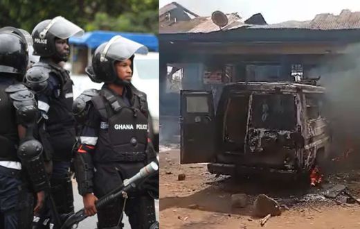 Police details why angry Ejura youth burn police station and vehicles, confirms calm restored