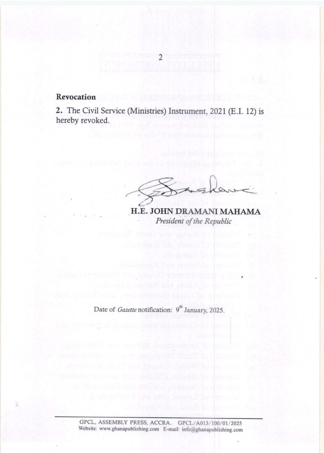 President Mahama cuts ministries from 30 to 23: Check full list