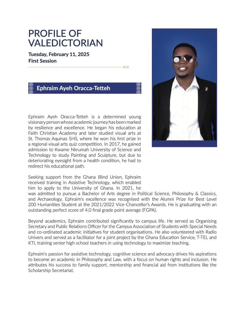 Visually challenged UG student defies odds, graduates with 4.0 final GPA
