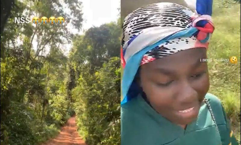 Female teacher travels through thick forest to risky school