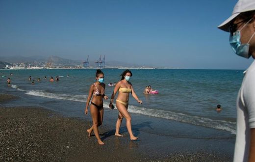 The scene on a Malaga beach. The coronavirus crisis dealt a major blow to Spain's tourism industry, which normally accounts for 12 percent of GDP