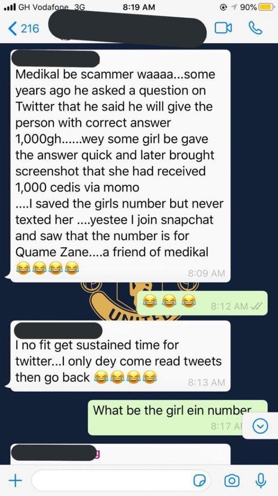 Medikal exposed for momo fraud