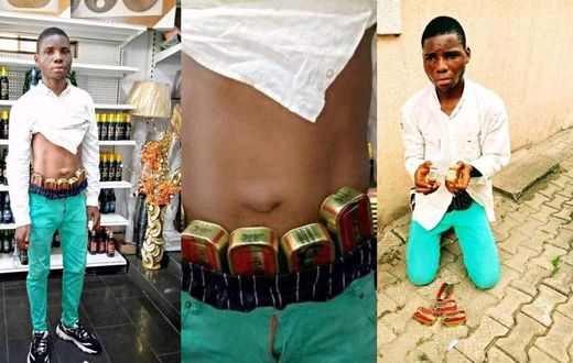 Young man caught in supermarket with tins of sardine around his waist