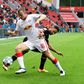 RB Leipzig's Germany defender Lukas Klostermann (L) will undergo keyhole surgery for a knee injury on Wednesday