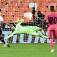 Valencia's Carlos Soler scored three penalties in a 4-1 win over Real Madrid on Sunday.