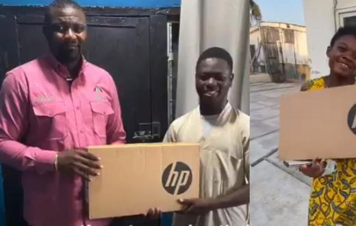 John Dumelo shares laptops to students in Ayawaso West Wuogon