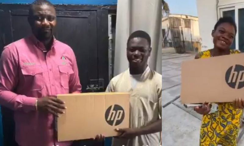 John Dumelo shares laptops to students in Ayawaso West Wuogon