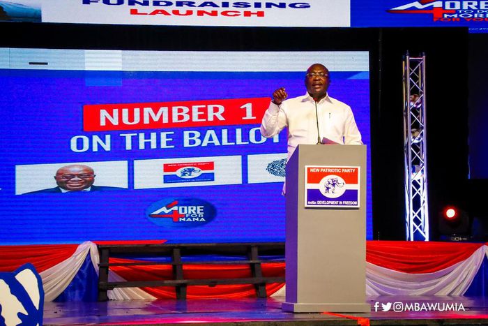 Dr. Mahamudu Bawumia speaking at a fundraising launch of the 2020 NPP campaign in Accra.