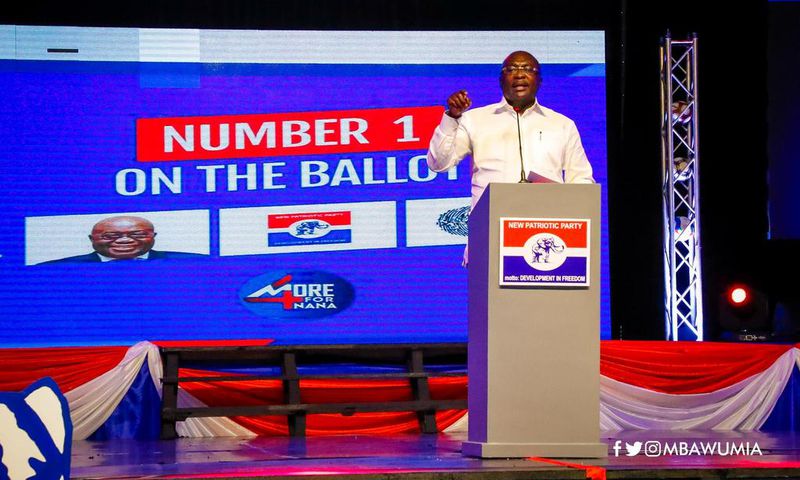 Dr. Mahamudu Bawumia speaking at a fundraising launch of the 2020 NPP campaign in Accra.