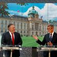 US Secretary of State Mike Pompeo (L) called for Belarusians to have 'the freedoms they are demanding' at a press conference with Czech Prime Minister Andrej Babis in Prague
