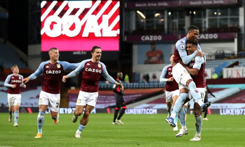 Historic hat-trick: Aston Villa's Ollie Watkins (right) scored the first hat-trick against Liverpool in a decade